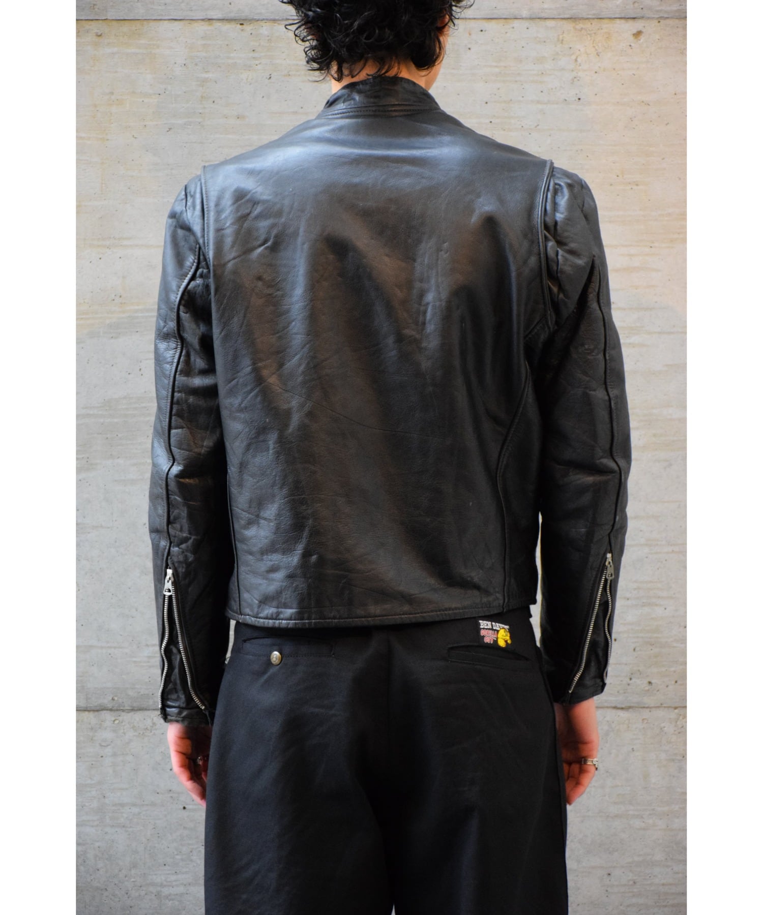 70's GENUINE LEATHER レザージャケット メンズ 40 ブラック