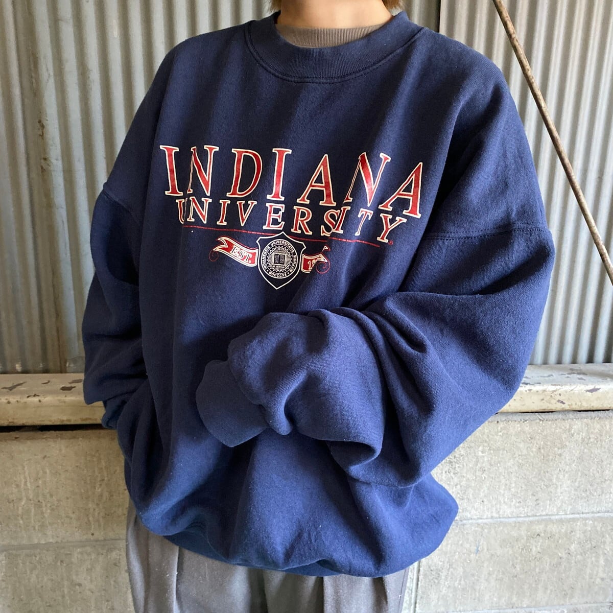 ビッグサイズ 90年代 USA製 カレッジロゴ プリント スウェットシャツ メンズXXL 古着 大きいサイズ INDIANA UNIVERSITY  ネイビー 【スウェット】【SW20】【AN20】 | cave 古着屋【公式】古着通販サイト