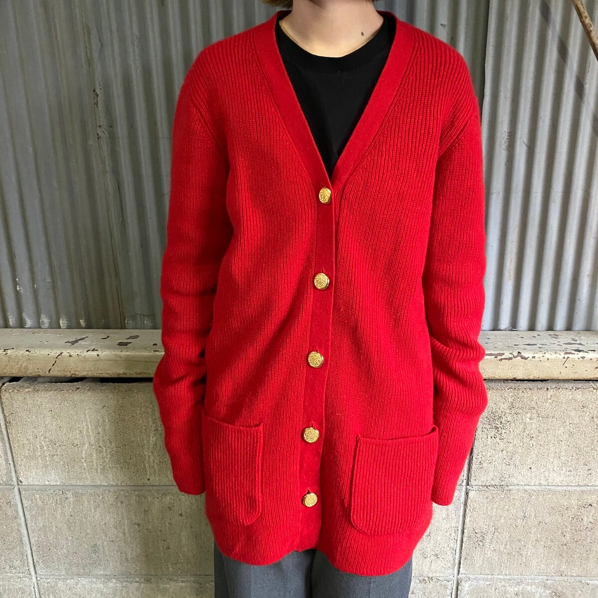 Neiman Marcus カシミヤニットカーディガン レディースM 古着 金ボタン  