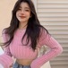 トップス ブラウス カットソー ニット セーター ショート丈 長袖  秋 冬 かっこかわいい 可愛い 大人可愛い きれいめ シンプル お洒落 大人女子 20代 30代 韓国 韓国系 韓国風 韓国ファッション オルチャン お揃い 双子 双子コーデ コーデ ファッション カジュアル 大人 上品 学生 通学 通勤 OL ピンク アプリコット ブラック ブルー  公園デビュー ラフ 普段着 おしゃれ お洒落 かっこいい 大人女子 旅行 着回し 普段使い スタイル 楽ちん モテ カジュアル