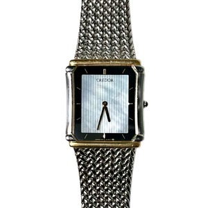 CREDOR blue shell dial rectangle quartz wath