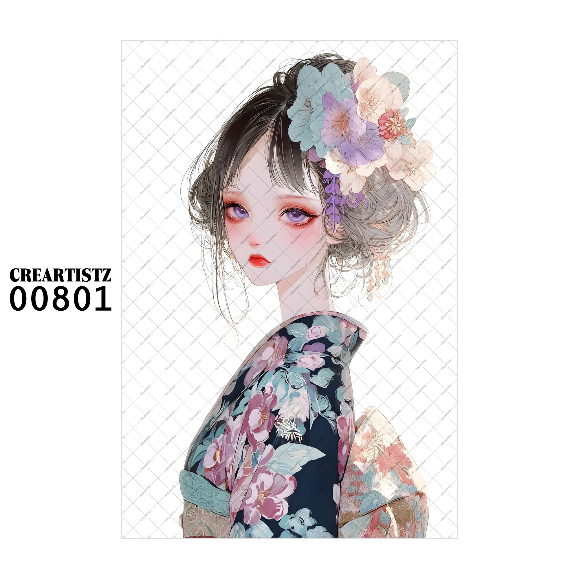 00801 ガール キュート オリジナル ペーパー/ステッカー 4枚セット CREARTISTZ