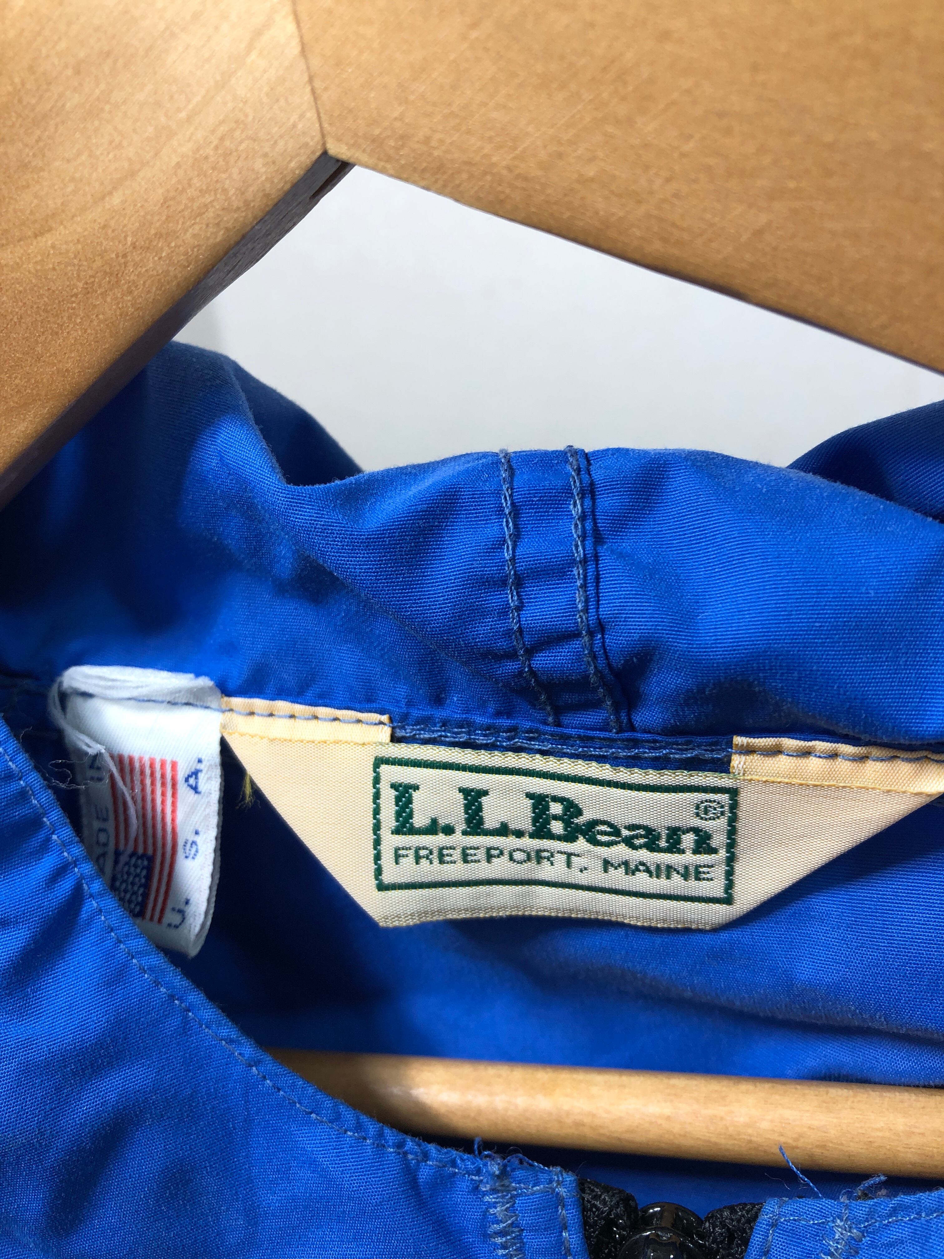 510480○ L.L.Bean ナイロン アノラック L MADE IN USA ハーフジップ 