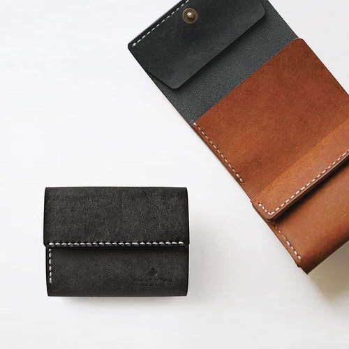 使いやすい 三つ折り財布 【 ブラック × ブラウン 】 レディース メンズ ブランド 鍵 小さい 革