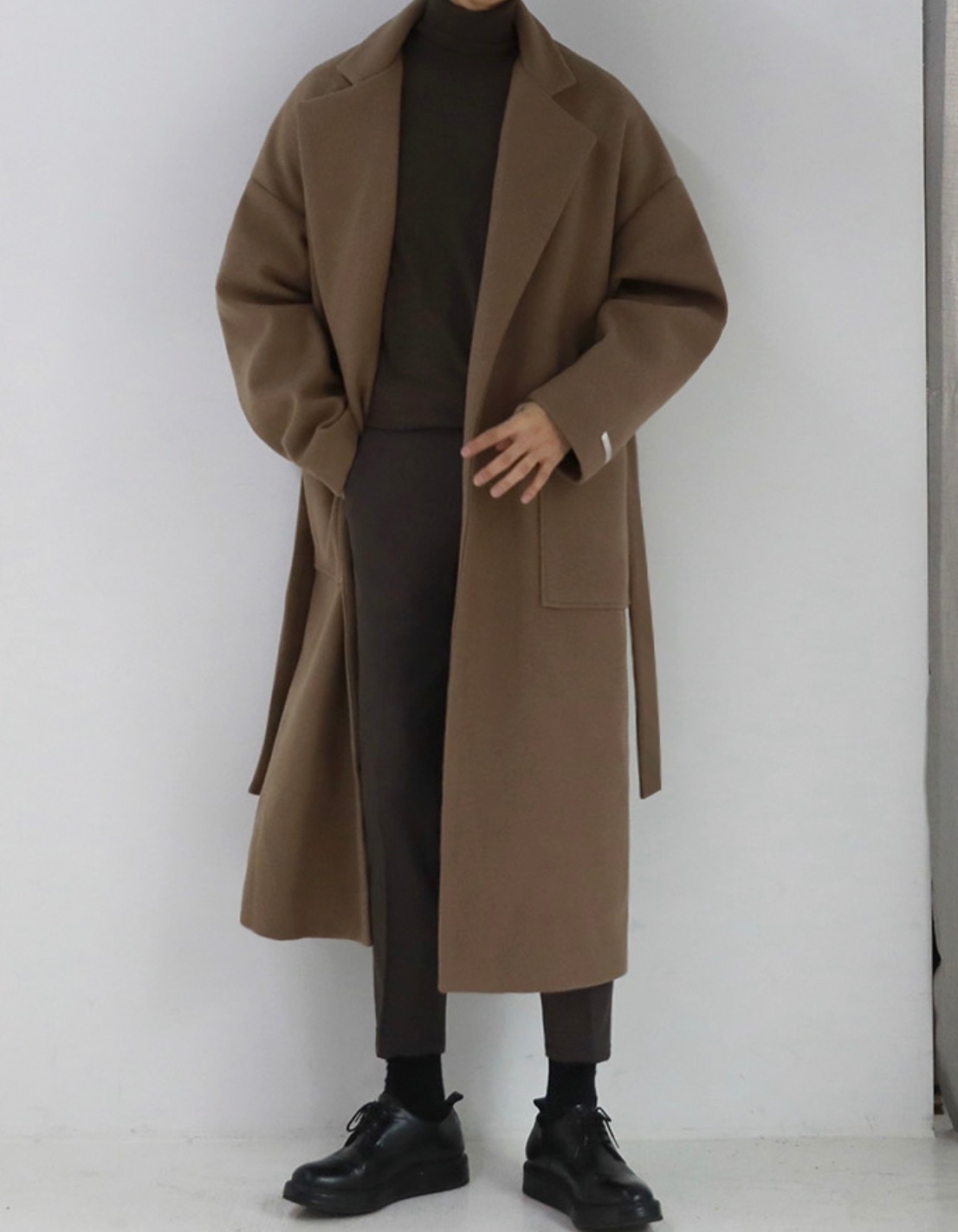 トレンドロングウールコート ベージュ