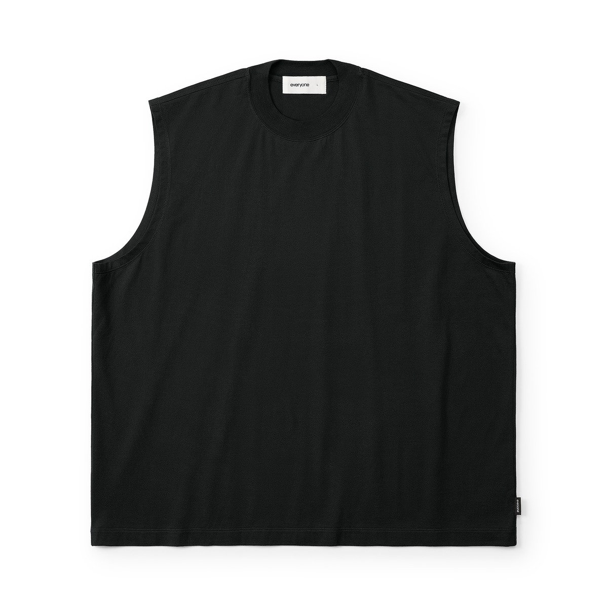 everyone high gauge cotton no sleeve tee shirt (BLACK) | everyone
