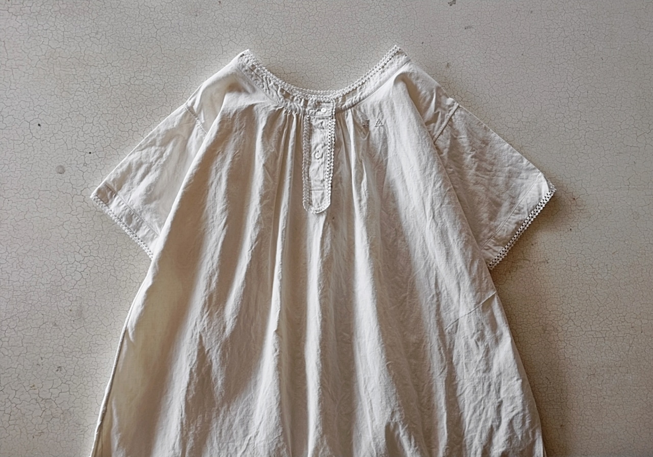 フランス 1900s ダミエのレースとモノグラムとロングワンピースa アンティーク