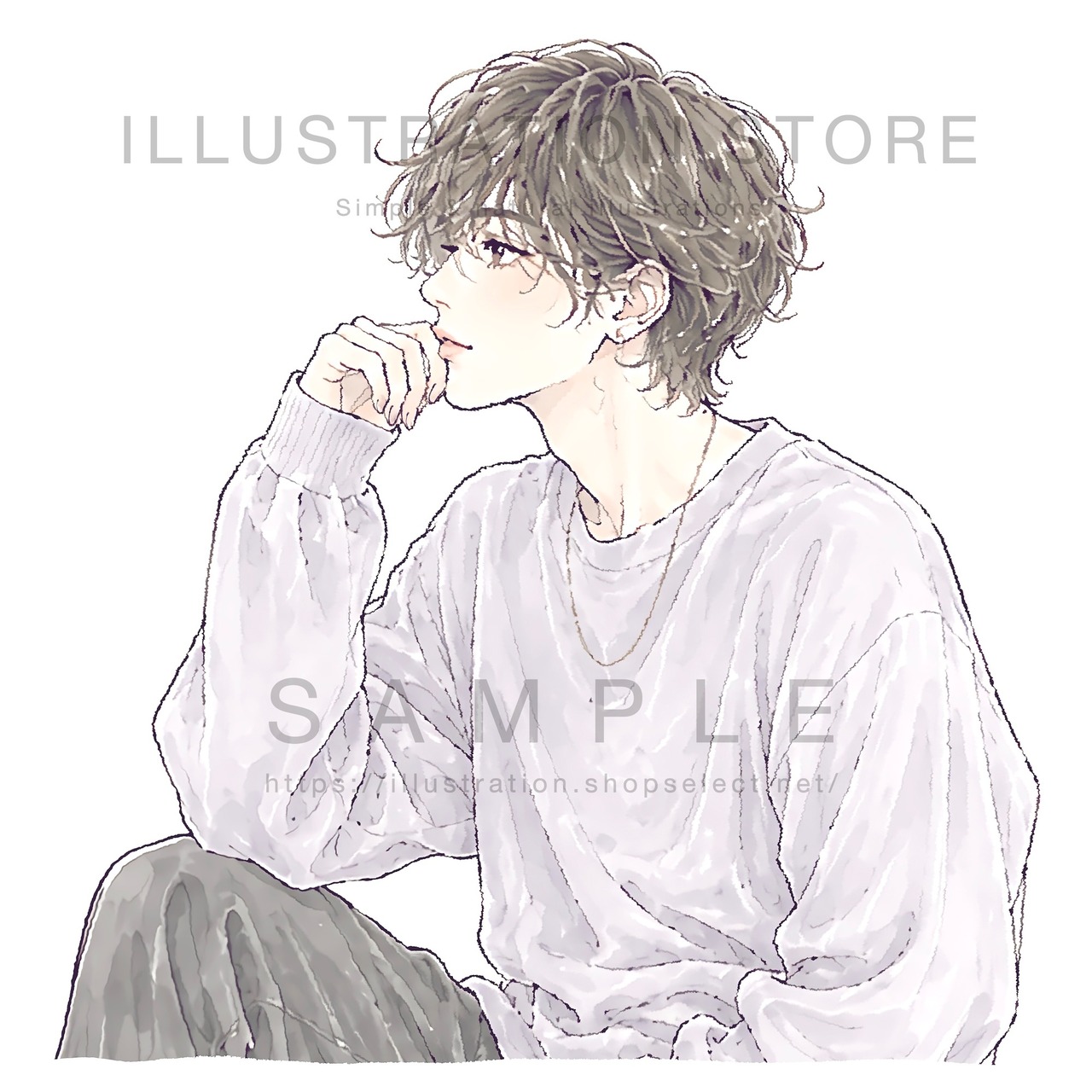 考え事をする男性のイラスト素材
