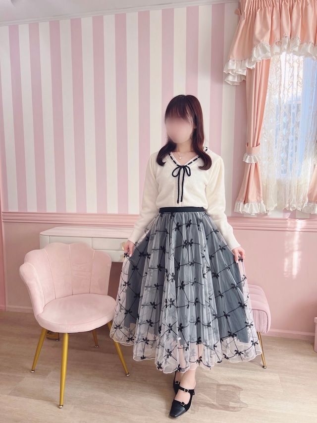 【muu fillé】ribbon tulle skirt