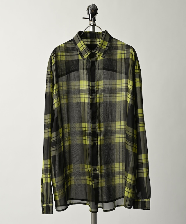 ADAM PATEK sheer check looose shirt (BLU) AP2415014