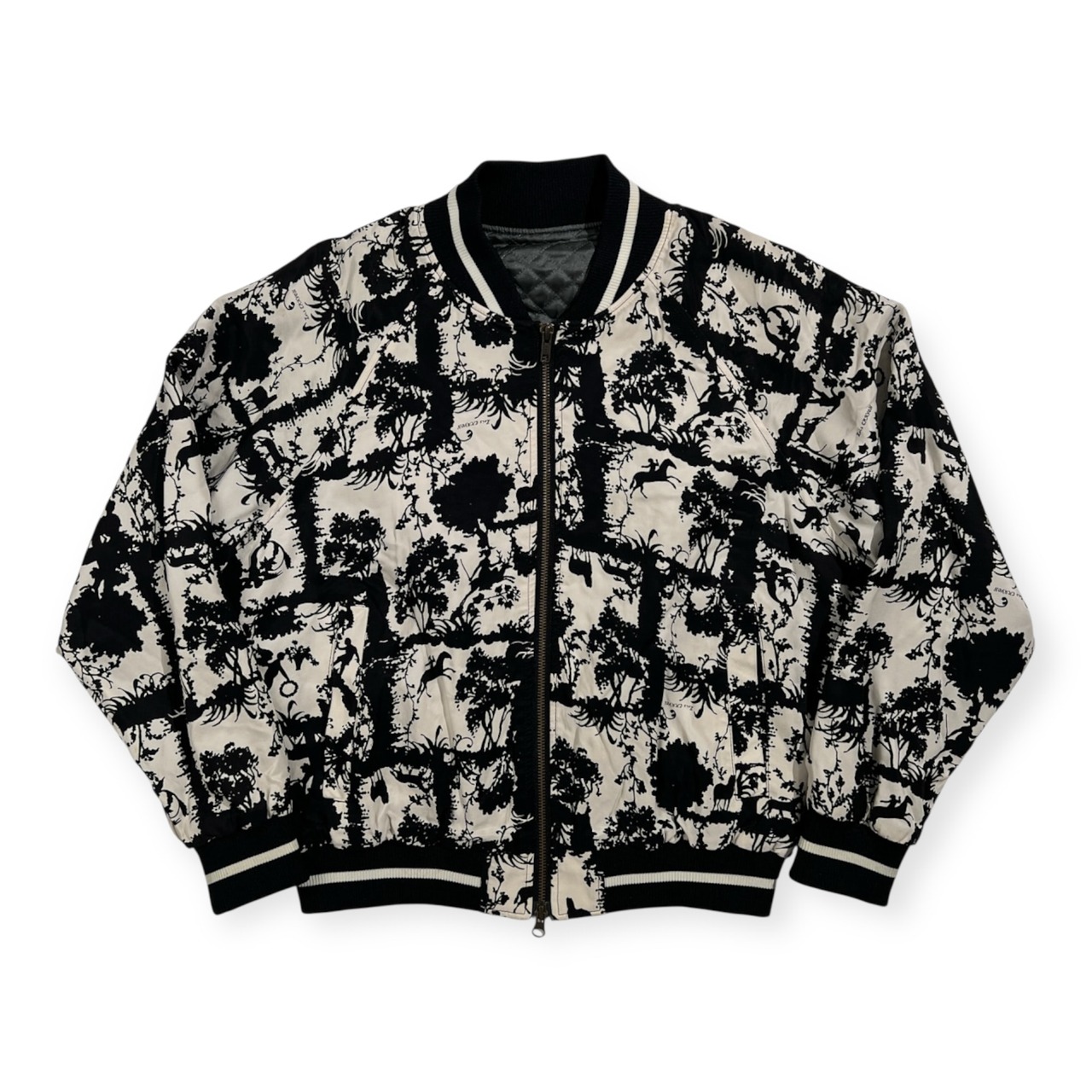 Lois CRAYON ロイスクレヨン 総柄 ダブルジップ ジャケット サイズ M /モノトーン ブラック×ホワイト/日本製