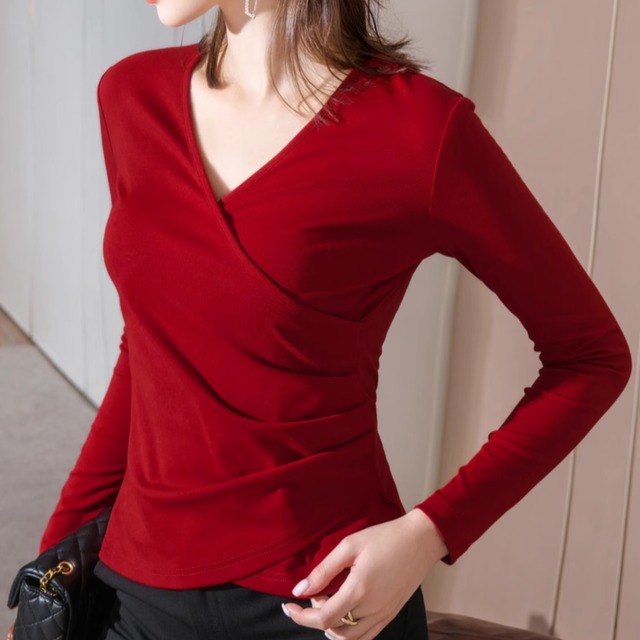 クロス V ネックボトリングシャツ（2color） A0734