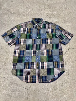 00s OLD GAP/Patchwork S/S Shirt/2000年/M/パッチワ－ク/半袖シャツ/マルチカラ－/オ－ルドギャップ