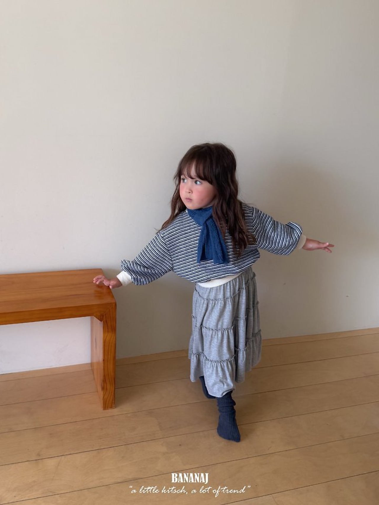 韓国子供服 / BANANA J / 26Autumn / ニット ボーダー スウェット / 秋服 / キッズ *XS~JS*