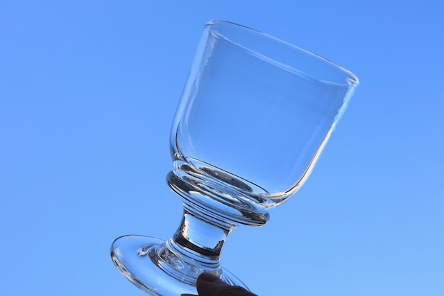 フランス アンティーク ヴィンテージ 大きな脚付きビールグラス 吹きガラス N-04944