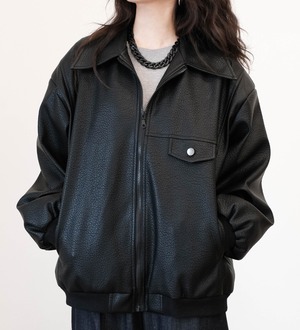 zippered pu leather jacket【2025092102】