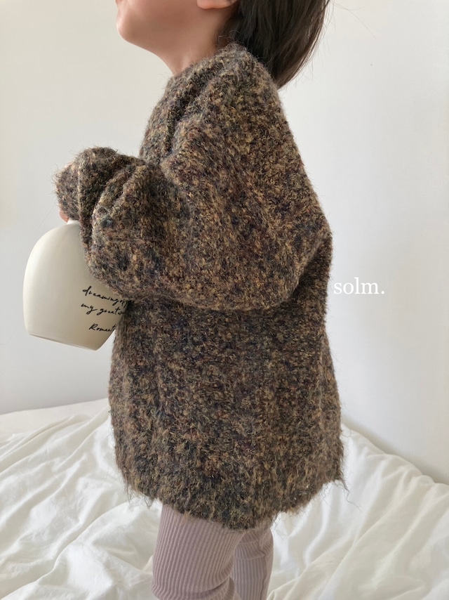 【即納】 ニット fluffy knit【送料無料】グレー ブラウン　トップス　キッズ　韓国　おしゃれ　シンプル　子供服