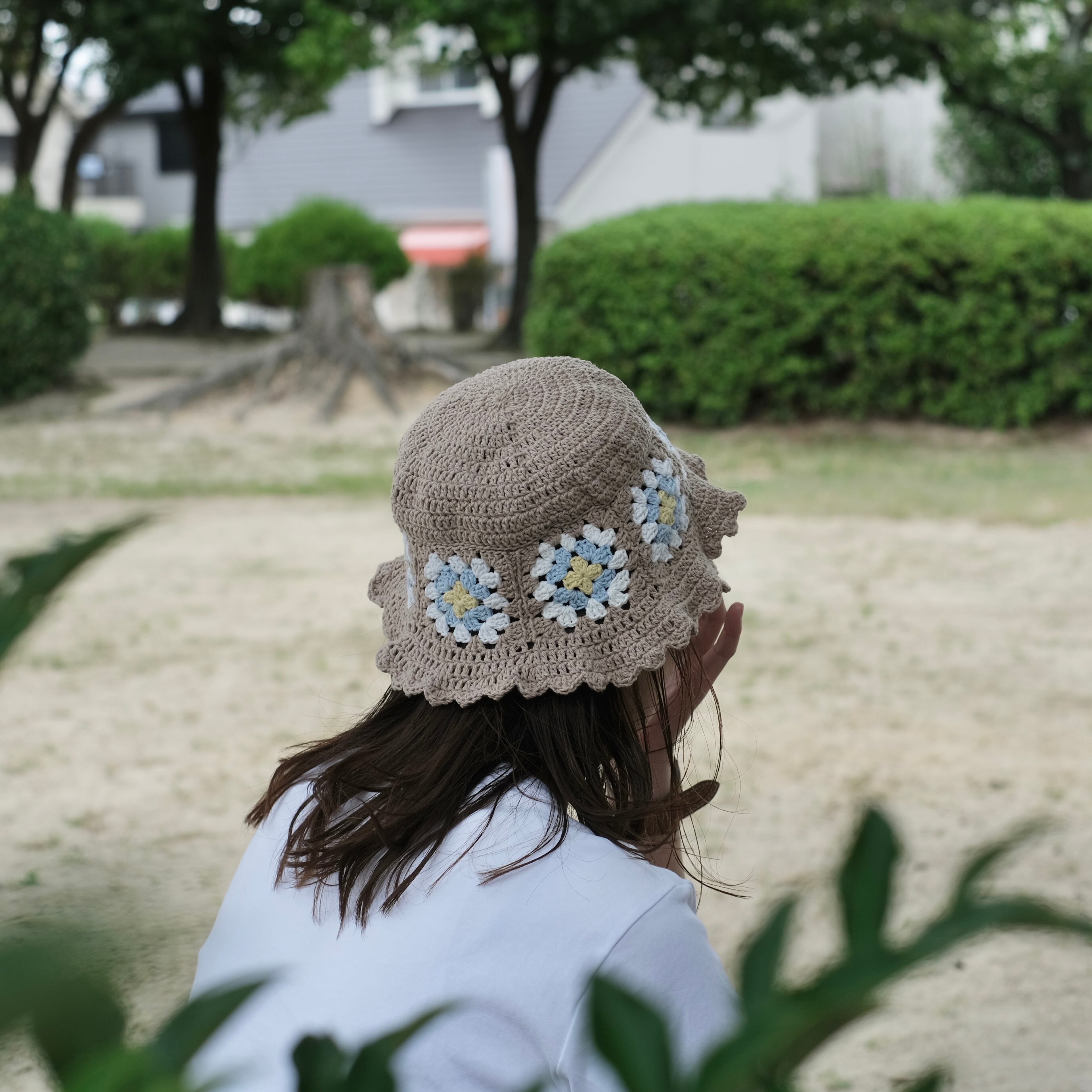 シルバー金具 手染め♡お花の香るメトロハットお帽子☆新品レディース