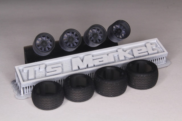 7.5mm Team III Wheels E-T Gasser / E-T Five Window タイプ タイヤセット 3Dプリント 1/64 未塗装