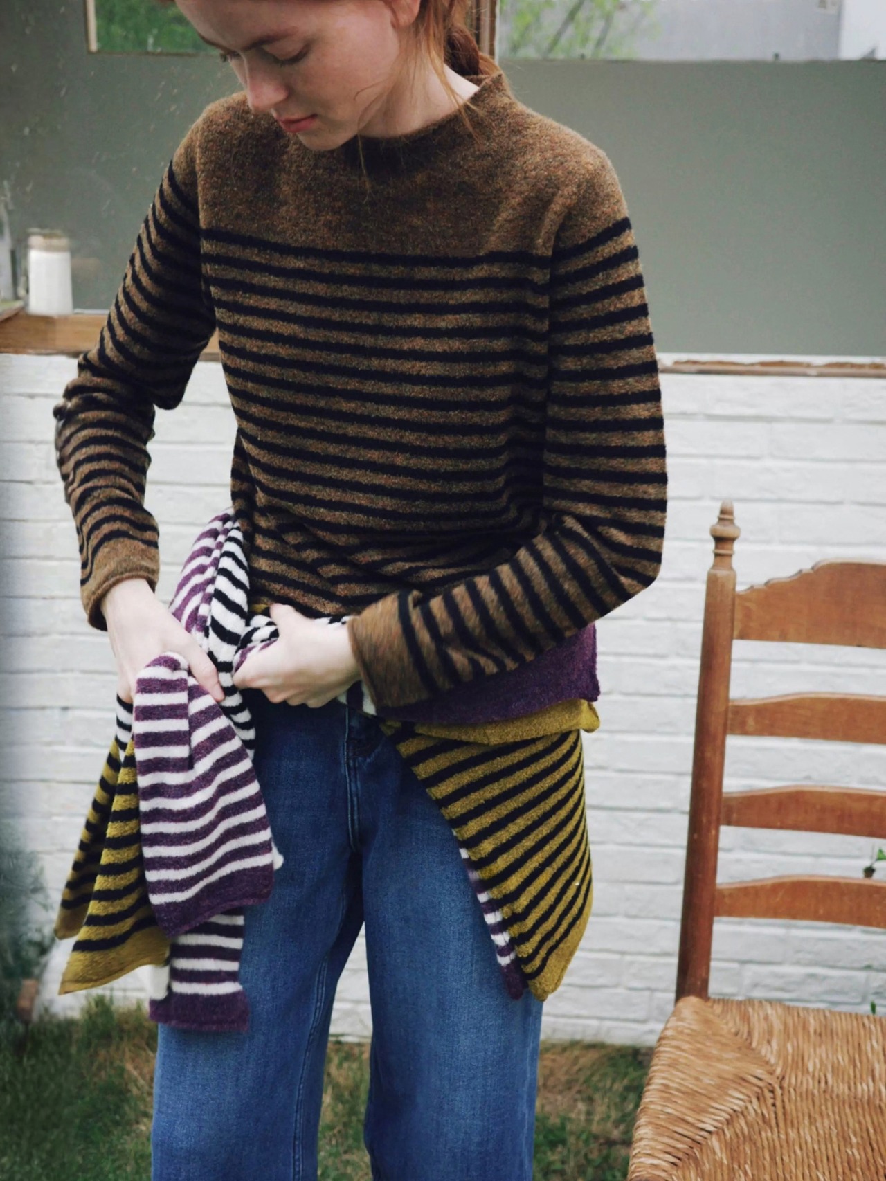 Duveteux Wool-Blend Border Knit F0869