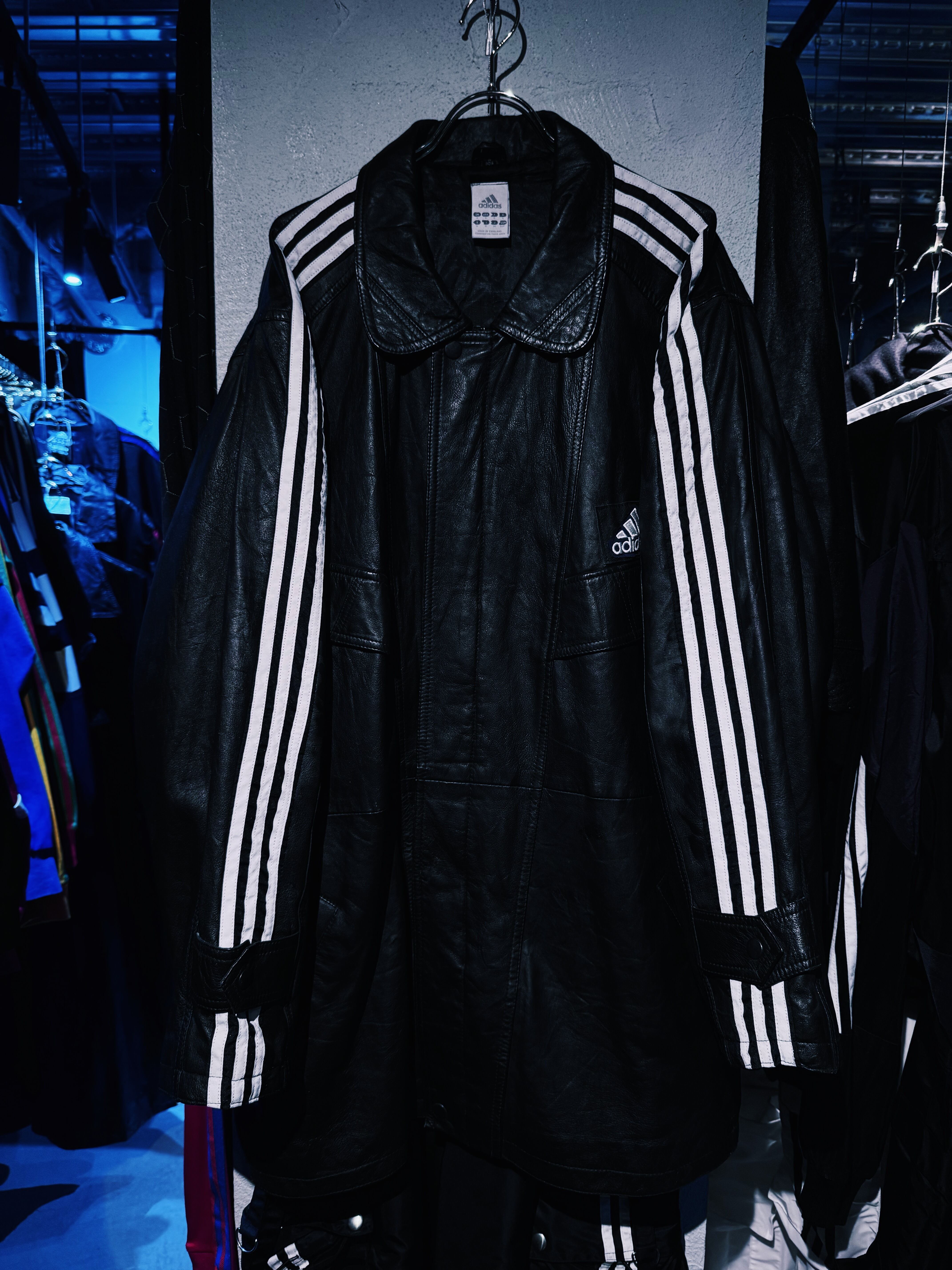 【D4C】special "original re:make" three stripe design vintage leather jacket three stripe edition