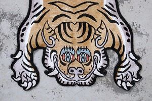 Tibetan Tiger Rug 《Sサイズ•シルク・オリジナル2・マスタードイエロー334》チベタンタイガーラグ