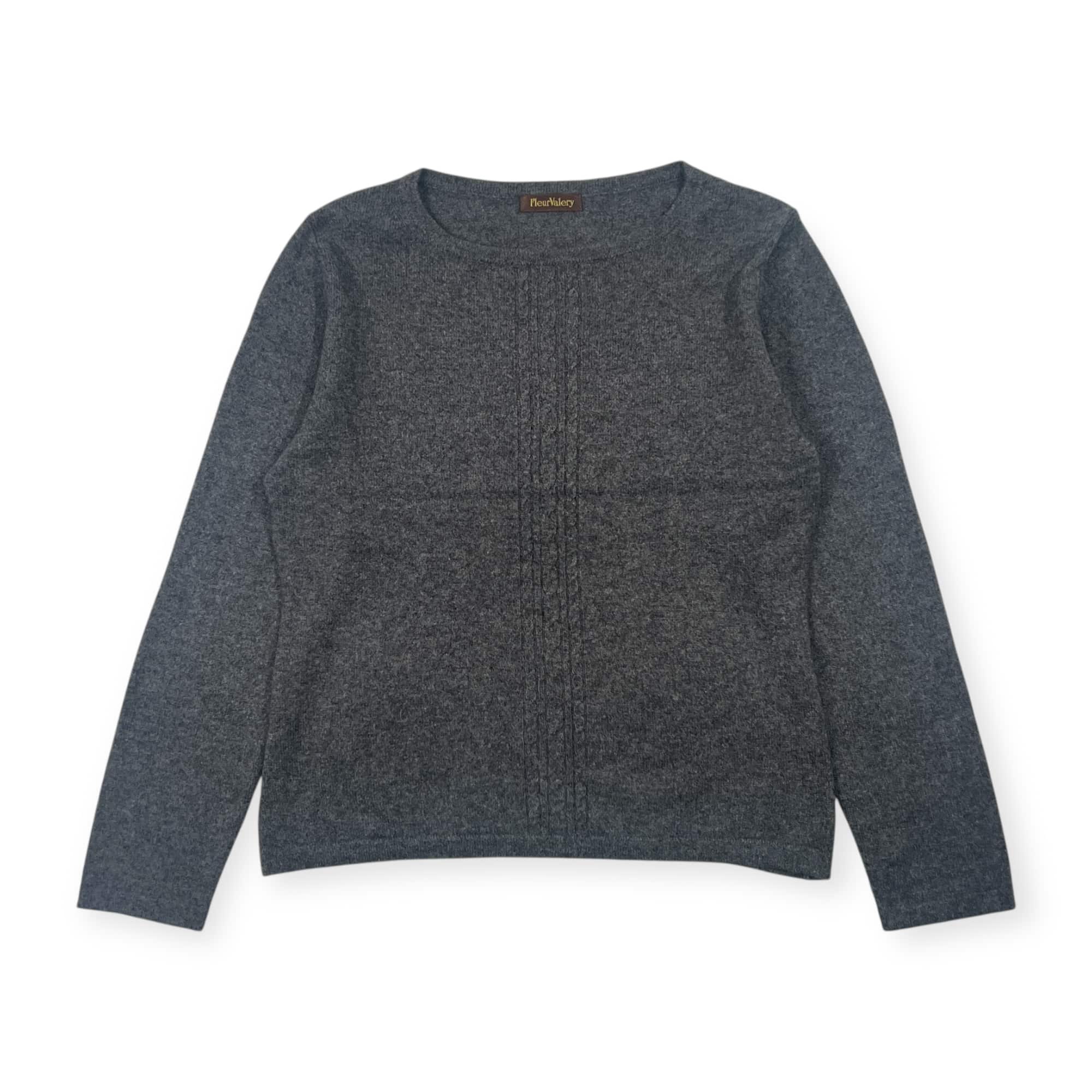 カシミヤ100% FleurValery ケーブル編み ニット セーター M/グレー