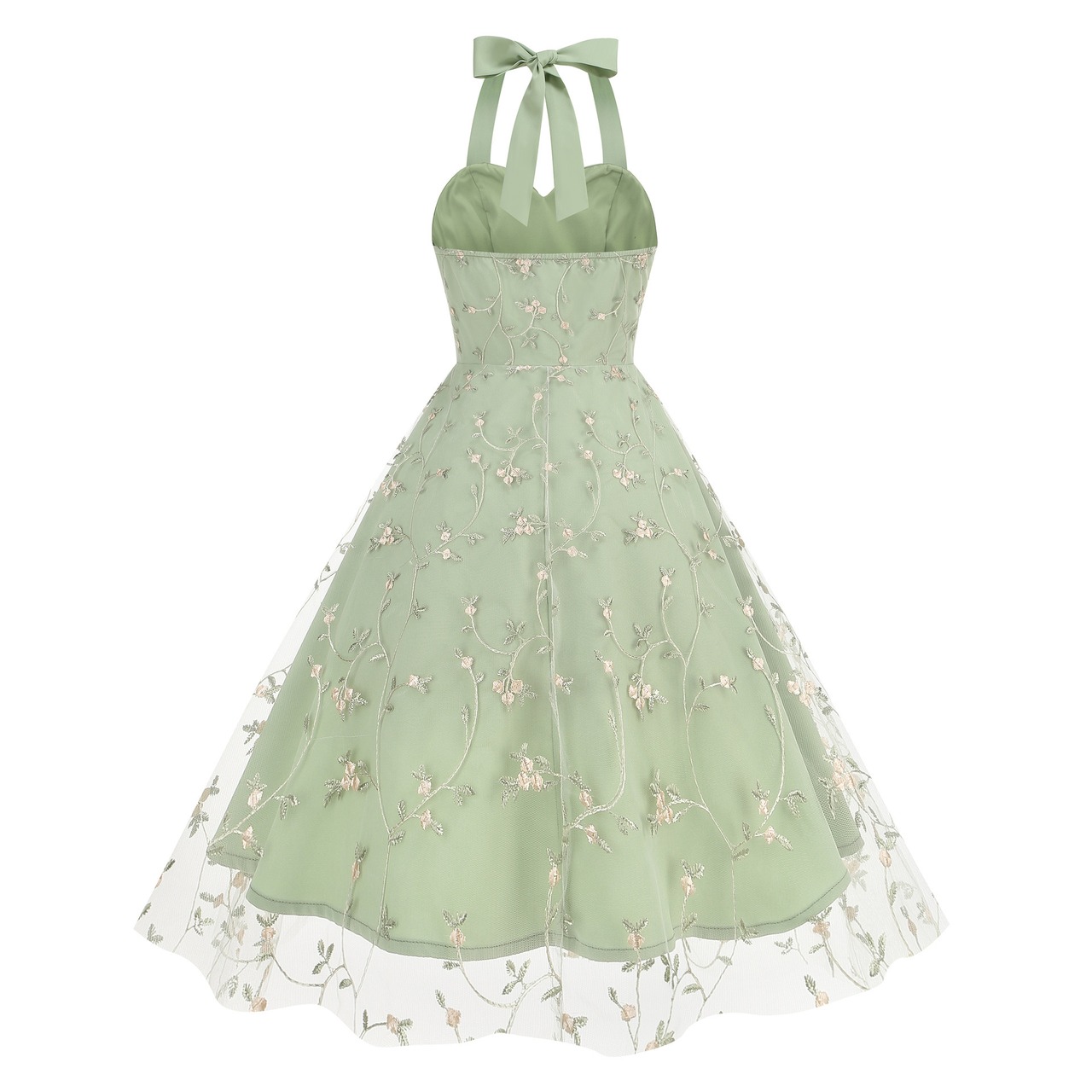 スプリング・メドウ・ミスト  フラワー刺繍ドレス　M25175