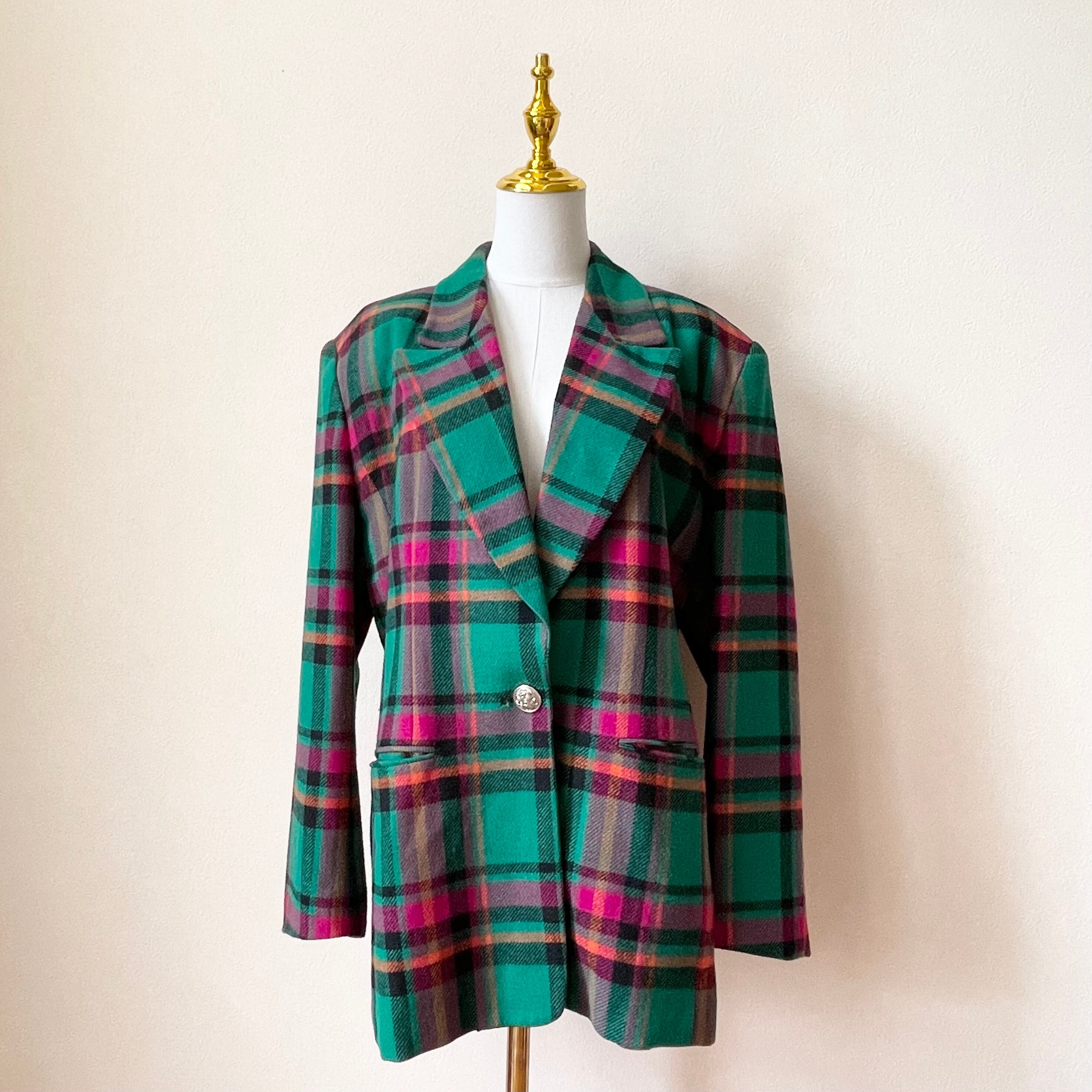 80〜90s Plaid Wool Jacket　L927