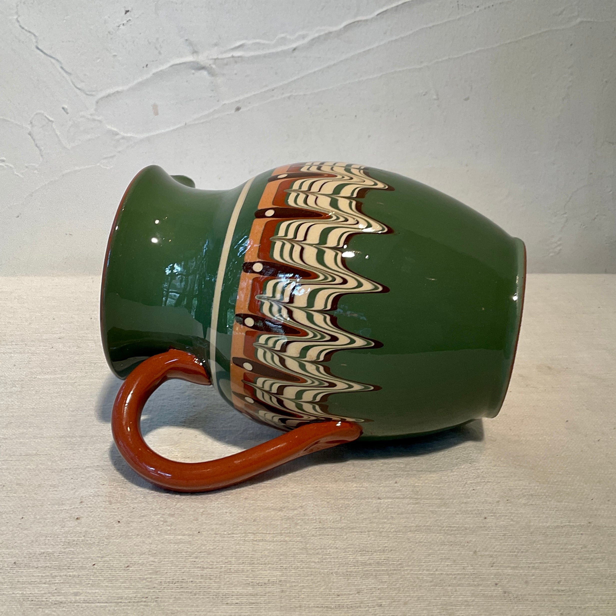 ブルガリア陶器】トロヤン陶器のピッチャー1L（青・緑・黄） | 照明