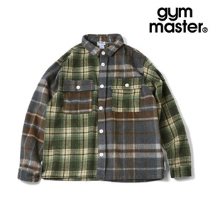 gym master ジムマスター ヘビーチェックネルシャツ ボタンシャツジャケット 厚手ネル チェックシャツ アウター メンズ 長袖 6柄展開 G833744 ブラウンクレイジー