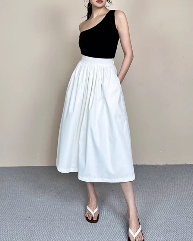 ハイウエストタックフレアスカート　S25326
