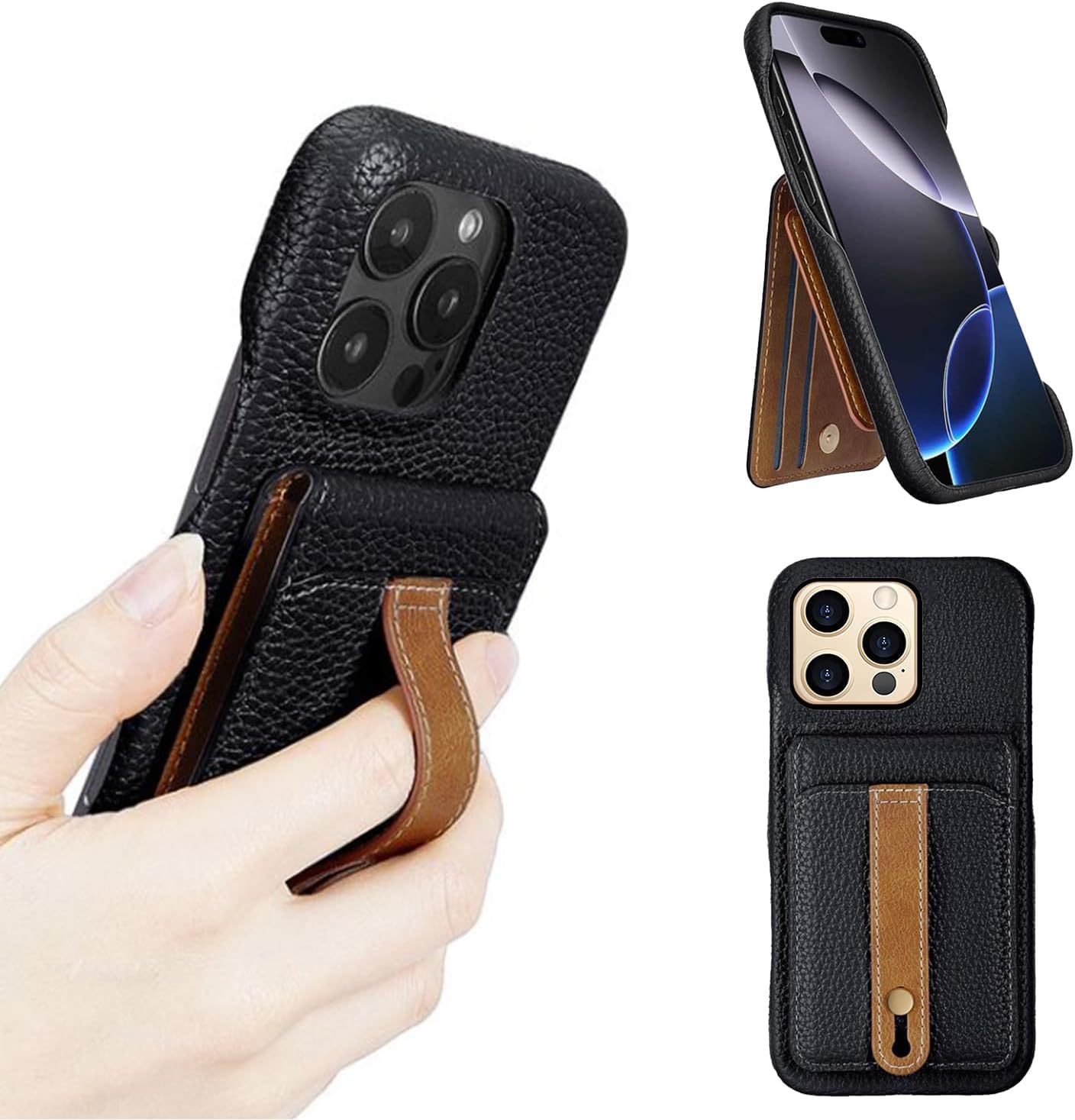 For iPhone 18 Pro Max/For iPhone 17 Pro Max ケース 背面 手帳型 For アイフォン18プロ マックス カバー 背面 財布型 COCOCLOUD 背面ポケット付き 上品 高級PUレザー 鏡付き 5枚のカードを収納【上下開】 横置き&縦置きスタンド機能 PUリンク マグネット開閉式 耐衝撃 全面保護 ハンドメイド 汗や指紋防止 肌触り良い ブラック
