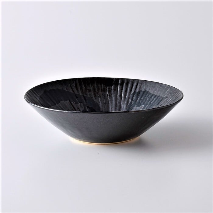 こくようせき】黒曜石鎬彫 19.5㎝多用鉢 | 乃利陶窯オンラインショップ。