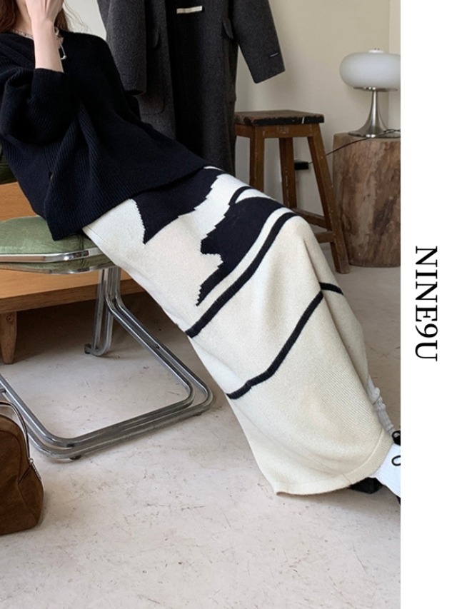 modern knit long-skirt【NINE5291】