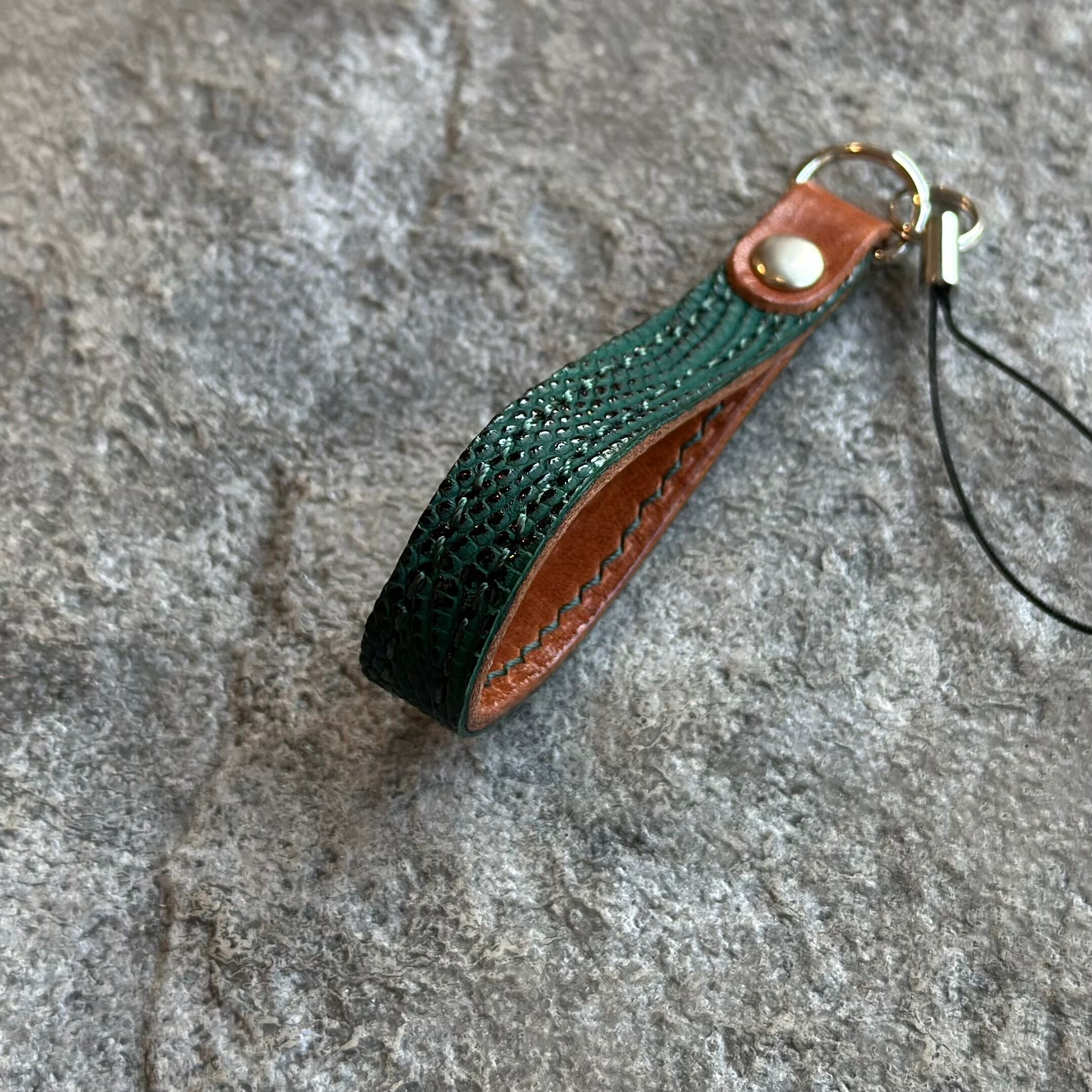 レザーストラップ プレーン 姫路黒桟リザード (グリーン) | ケイシイズ