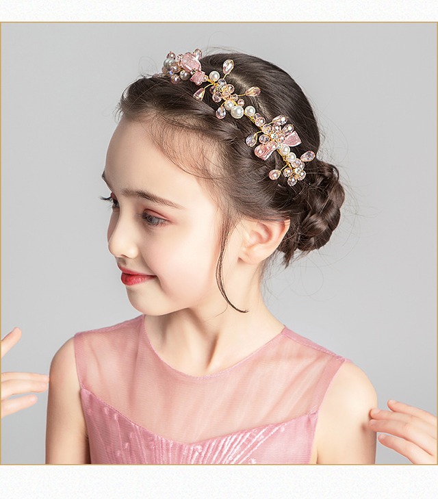 【即納】子供髪飾り　カチューシャ　ピアノ発表会　ヘアアクセサリー　誕生日プレゼント　七五三　ダンス演出　花冠  フラワーガール　結婚式  二次会　お宮参り　パーティー髪飾り