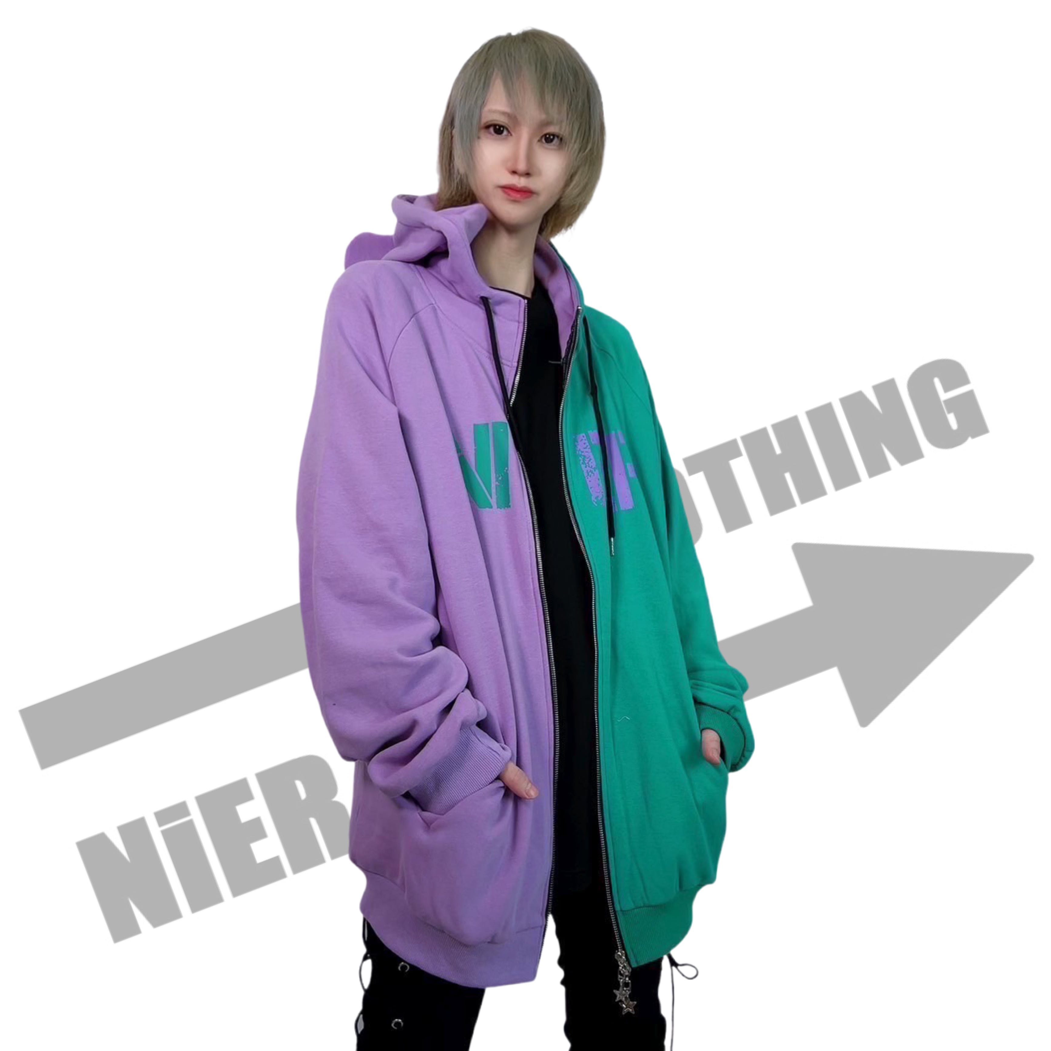 犬耳付きDOUBLE ZIP TWO-TONE PARKA【内側ふわもこ防寒仕様】 NIER CLOTHING