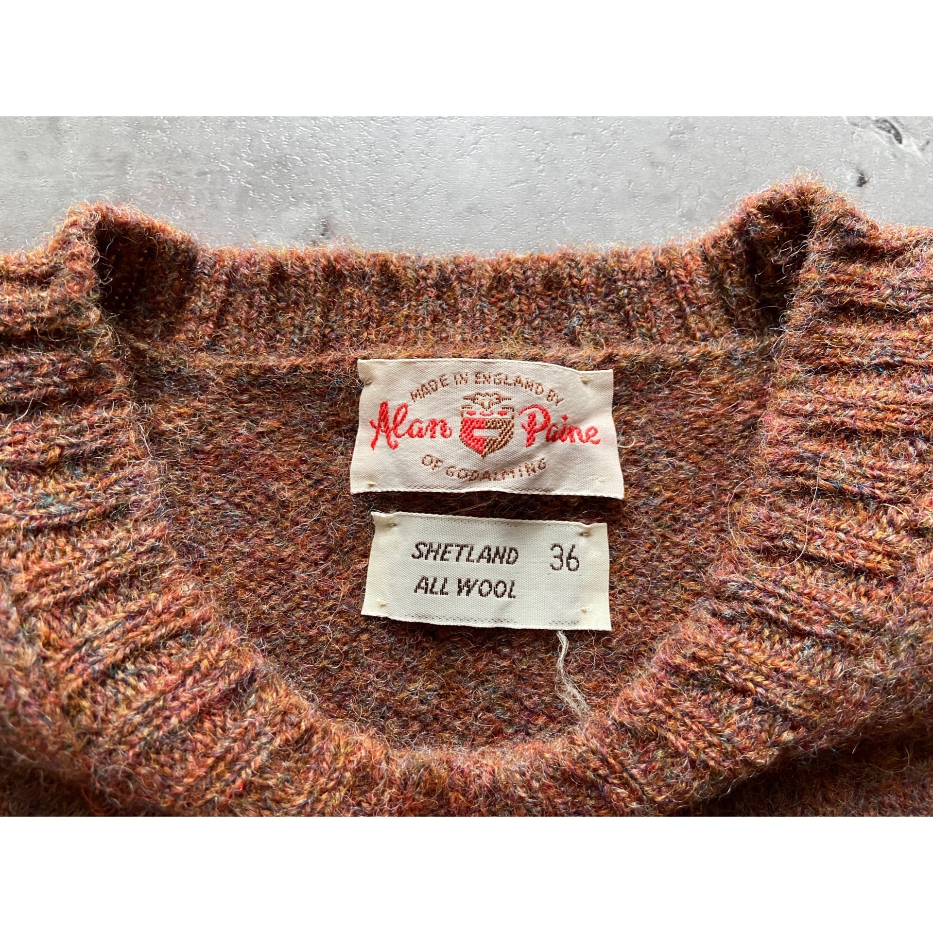 50s-60s alan paine vintage l/s knit sweater “SHETLAND WOOL” アラン ...