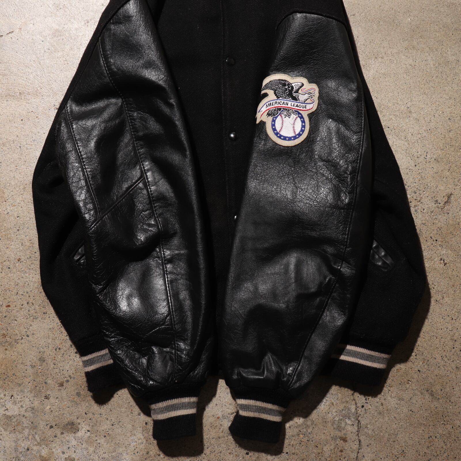 2XL DeLONG シカゴ・ホワイトソックス レザー ウール スタジャン 