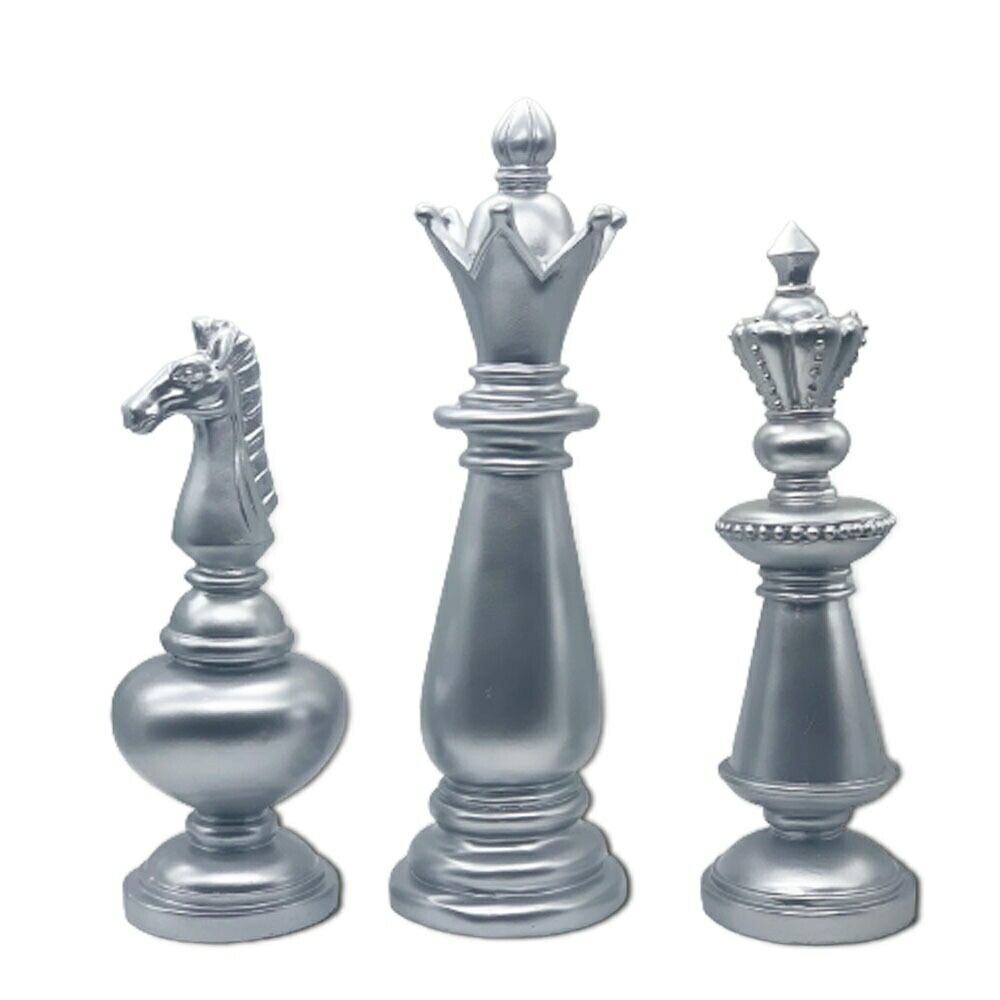 チェス 置物 3種類 シルバーカラー ナイト クィーン キング