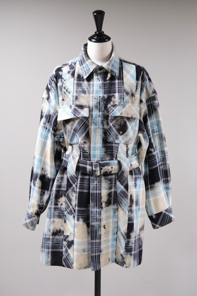 【BELPER】FOGGY PLAID SHIRT JACKET - black -