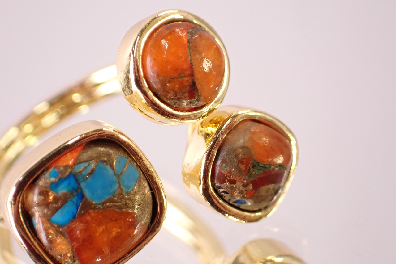 オイスターコッパーターコイズブラスリング　[D3-51]