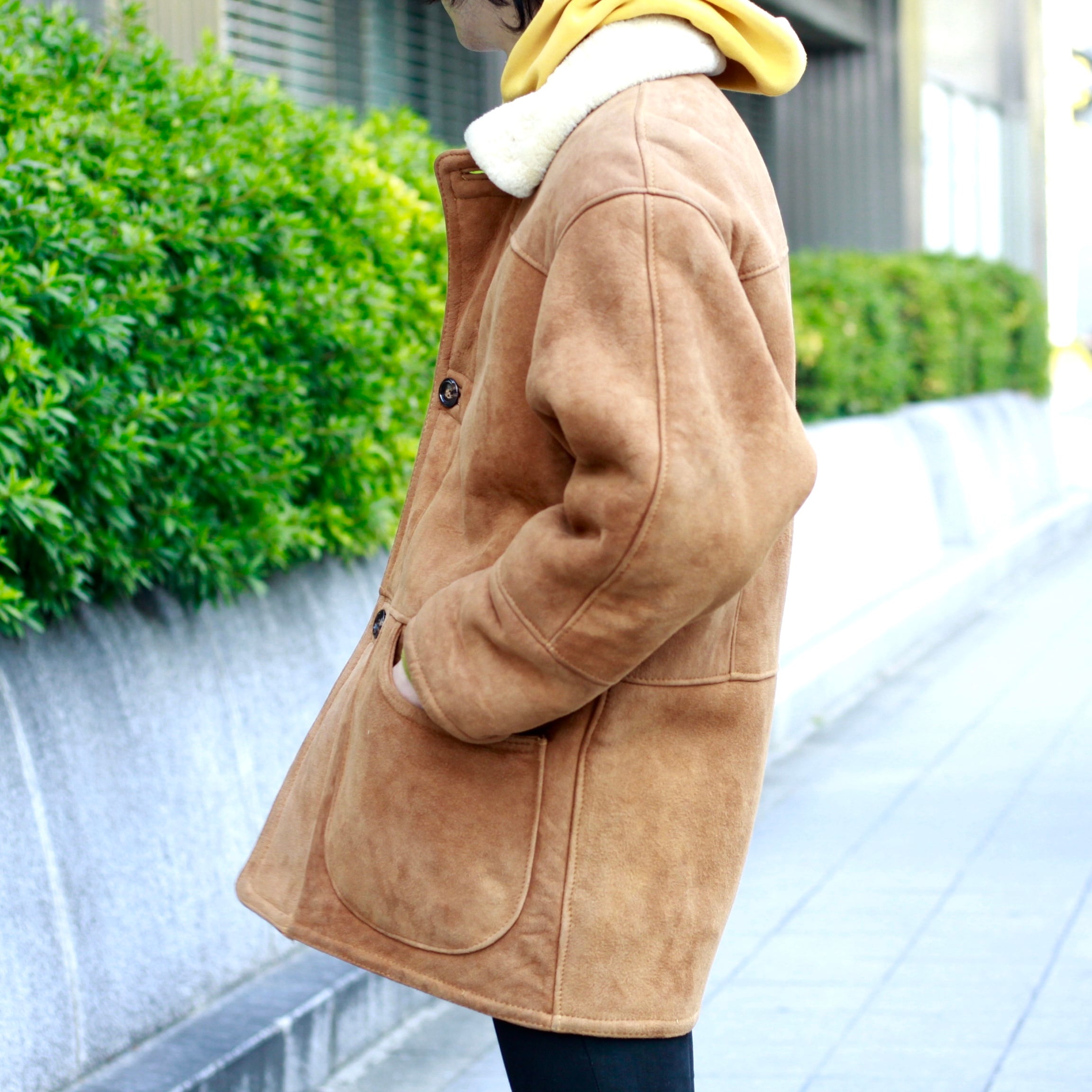 0654. 1980's shearling mouton coat ブラウン ムートンコート レザージャケット 80s 80年代 euro  vintage ユーロ古着