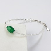 小慣れ感がオシャレ！ 水晶 ＆ グリーンメノウ シルバー ブレスレット br1012