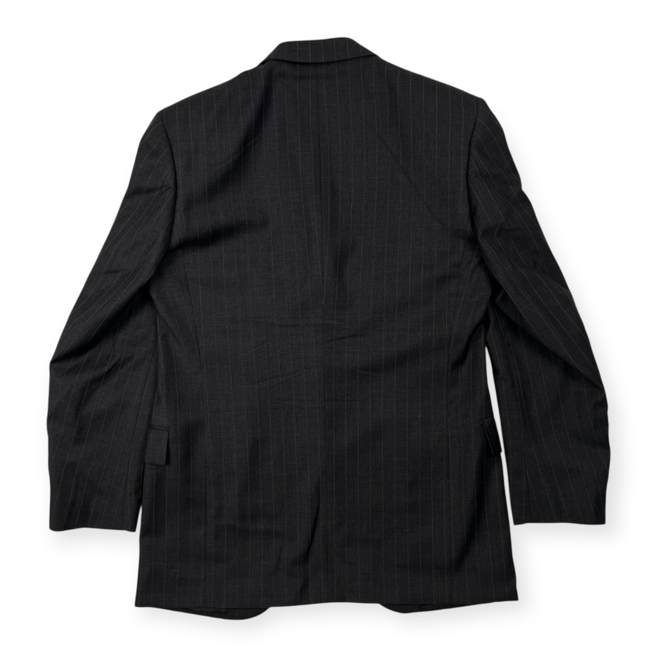 イタリア製 GIULIANO CAPONI ジュリアーノカポーニ ロロピアーナ ストライプ セットアップ 3B スーツ 44/6/R /チャコールグレー×ゴールド系/メンズ