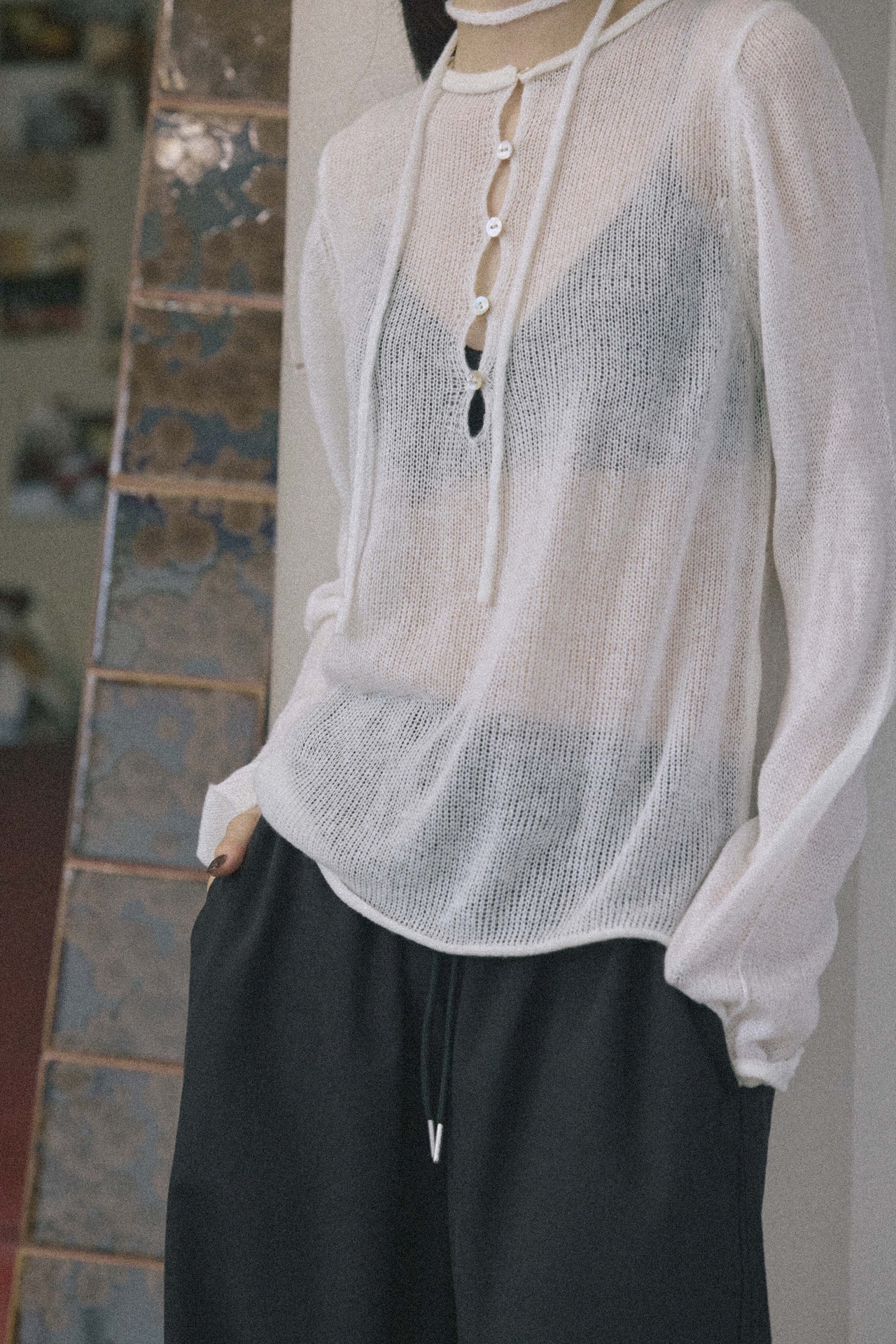 DU260704 Sheer Mohair Button Knit【一部予約商品10月中旬】