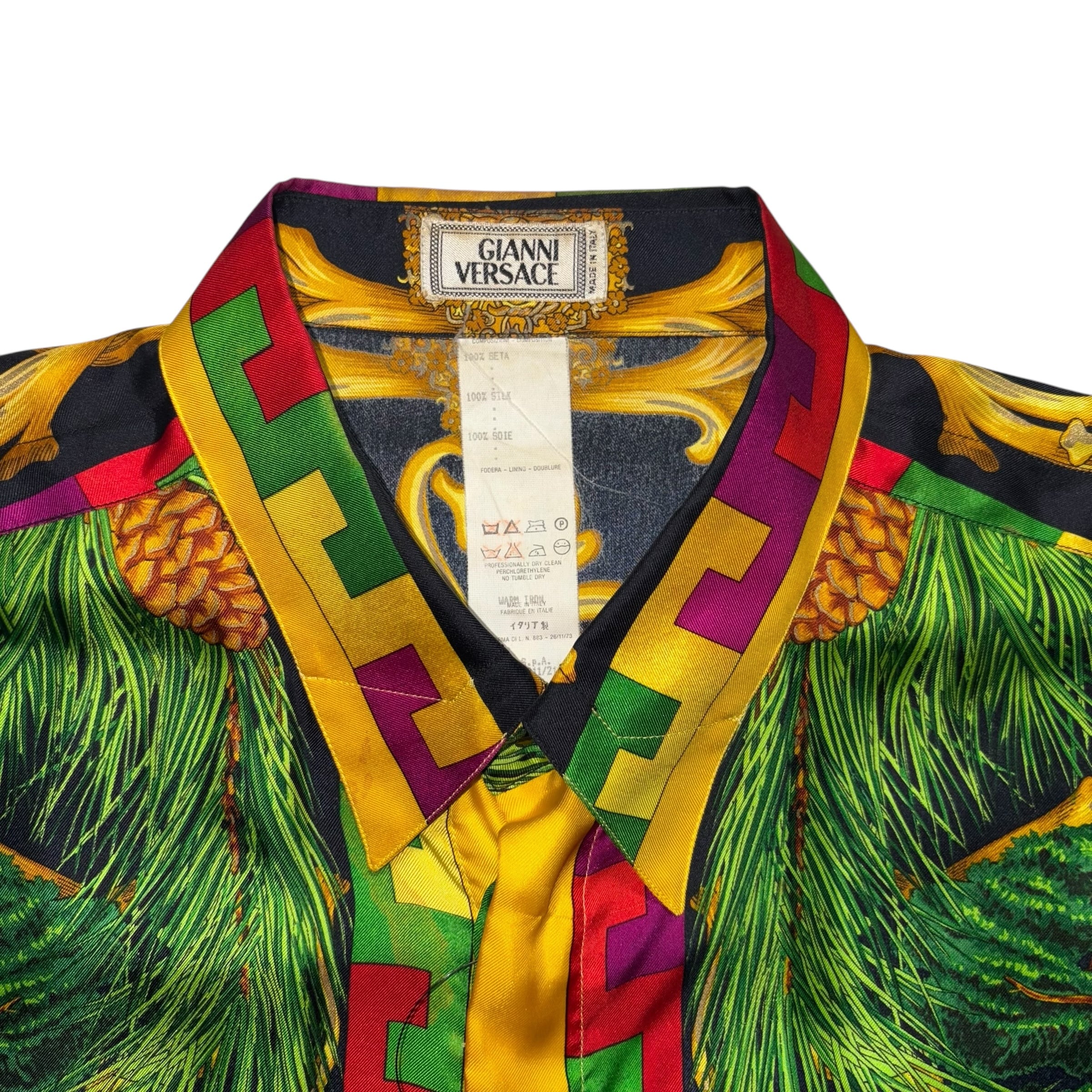 vintage GIANNI VERSACE silk shirt “ALDER TREES” | NOIR ONLINE