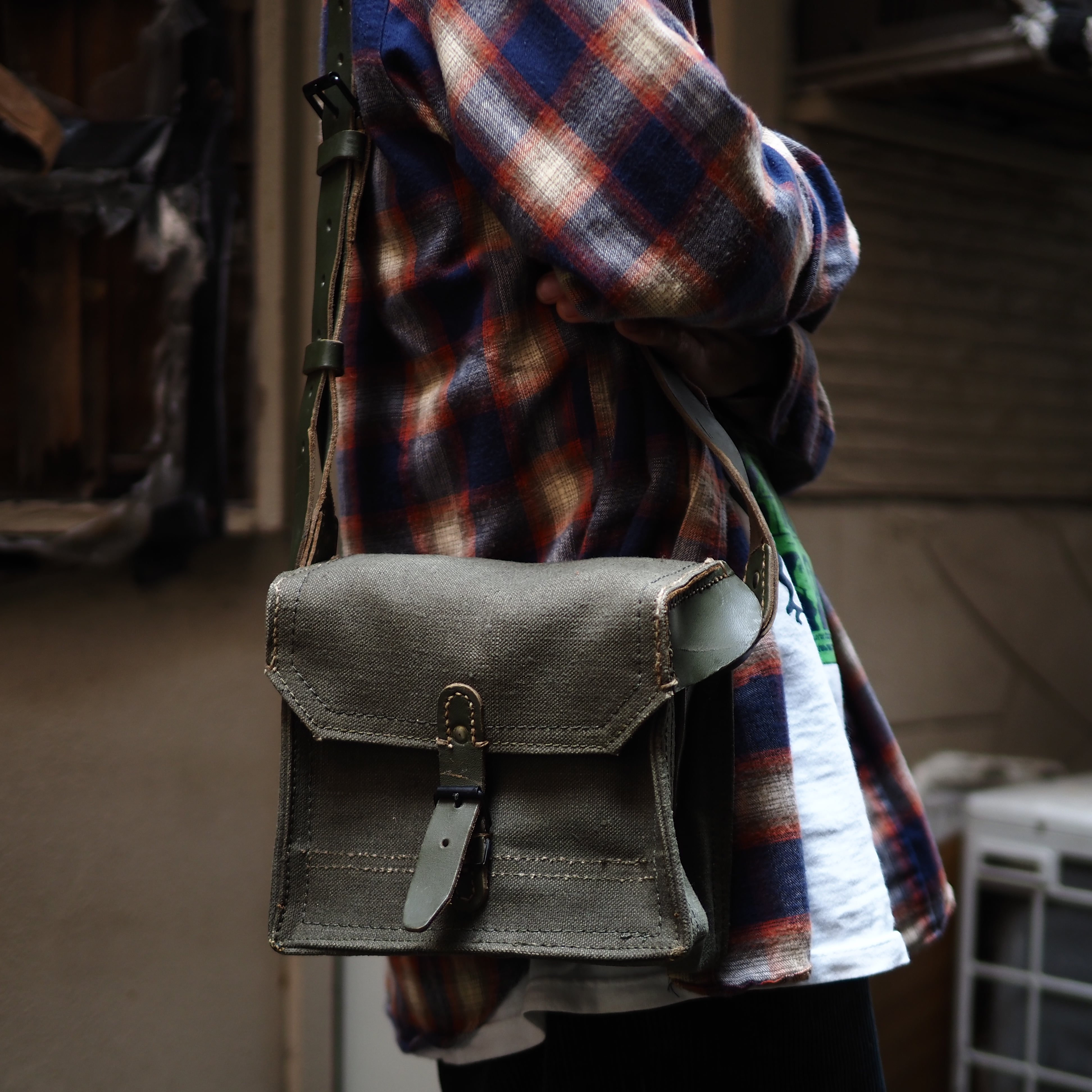 1950’s-60’s French Army Canvas×Leather Bag フランス軍 ビンテージ ショルダーバッグ