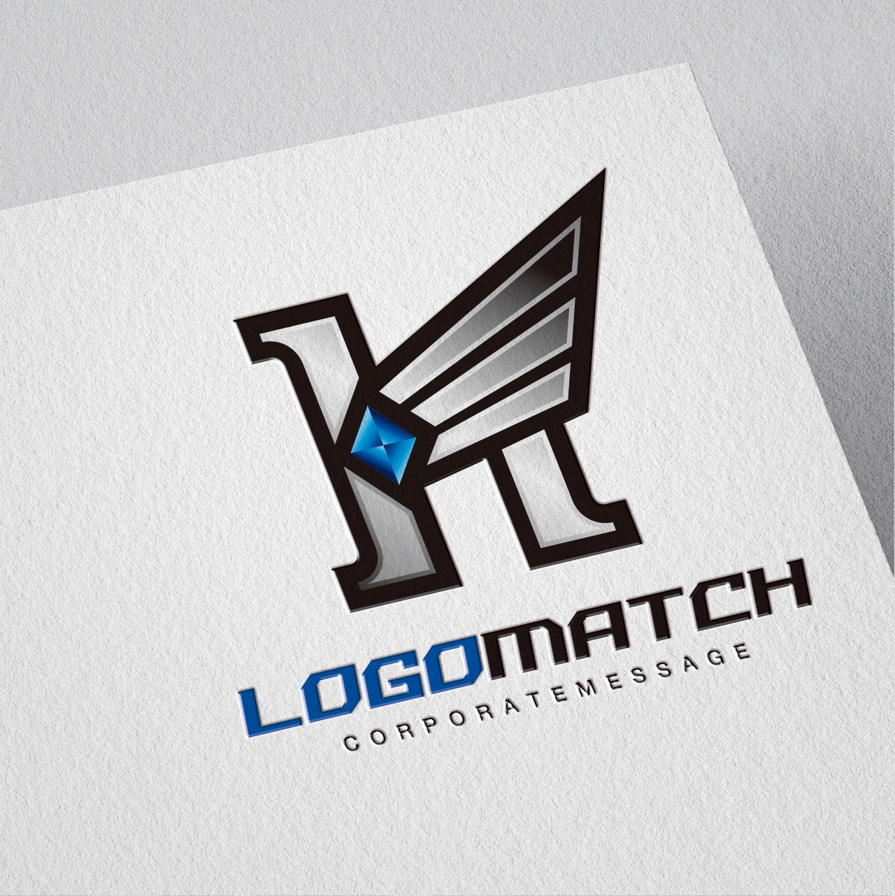 ダイナミックに飛翔するHのロゴ